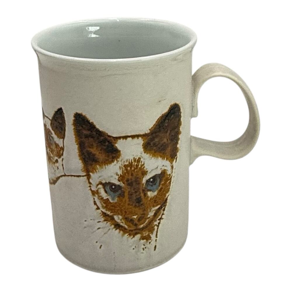 Dunoon Stoneware Siamese Cat Scotland‎ 8oz Mug 4" Tall 3" Diameter Realistic EUC